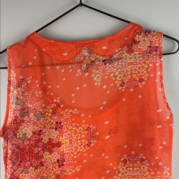 CAbi #268 Orange Floral Merrow Edge Sleeveless Tank Size XS - Picture 8 of 10